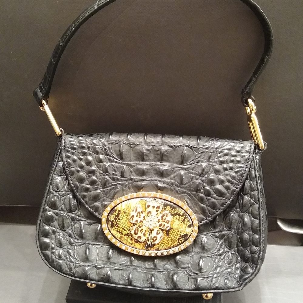 Debbie Brooks NY "black gem" Croc shoulder bag